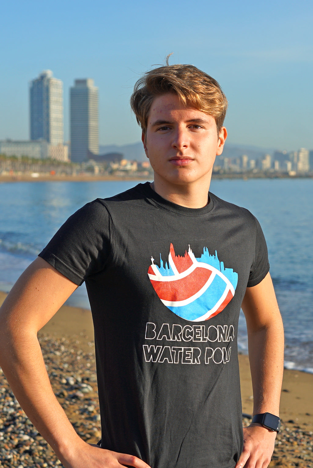 T-Shirt BIWPA USA Barcelona Water Polo Skyline